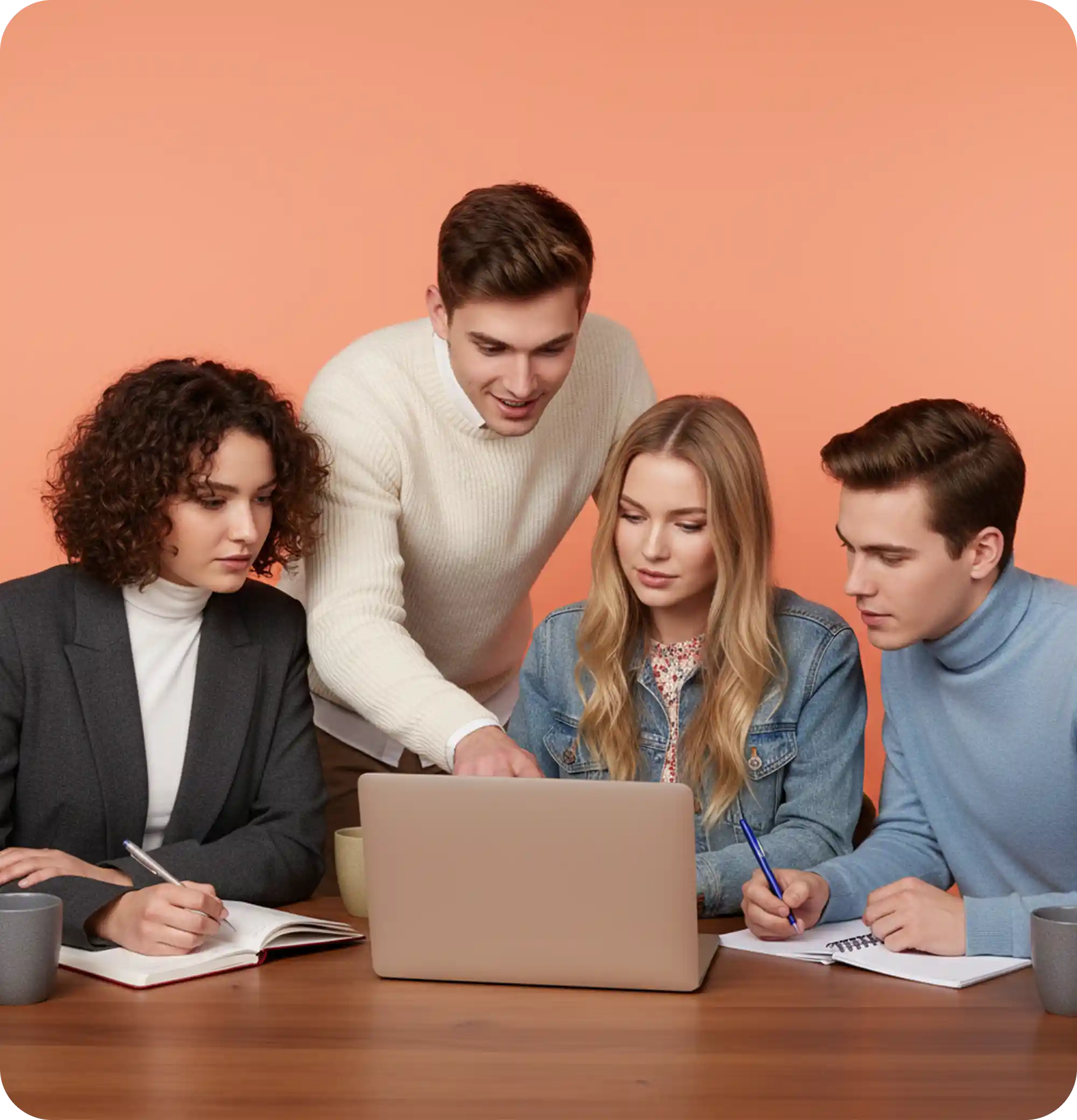 Students meeting around table