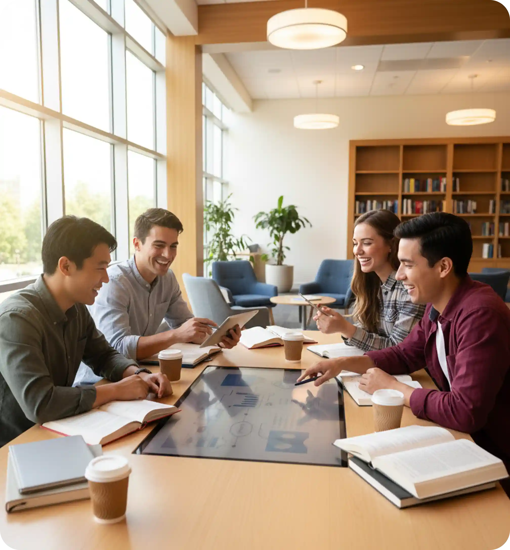Students meeting around table