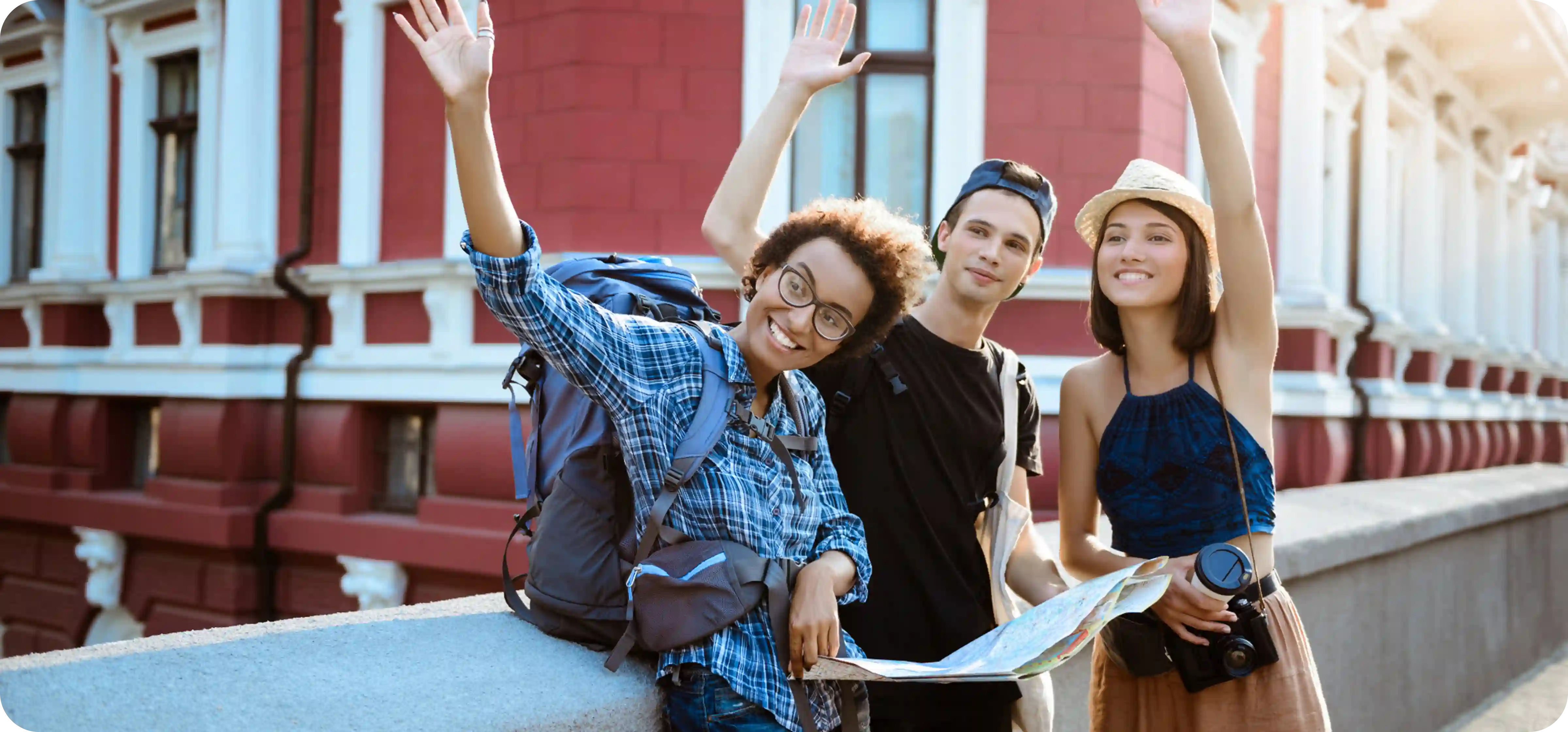 Students looking at map on campus